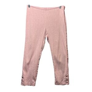 J. Jill Linen Stretch Ankle Pants Pink Pull On Button Hem Women's M